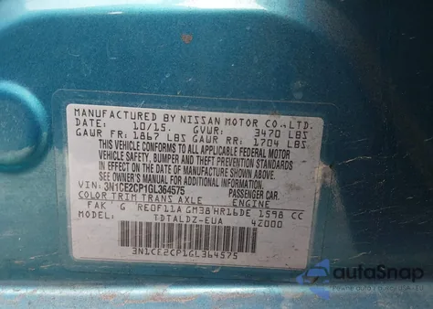 2016 Nissan Versa Note Sv z USA, uszkodzony, nr VIN 3N1CE2CP1GL364575